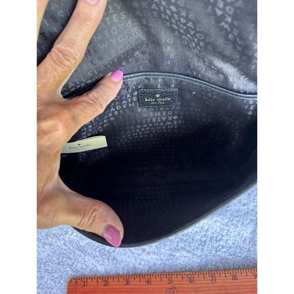 Kate Spade Flynn Street Valencia Leather Crossbody Clutch Black White